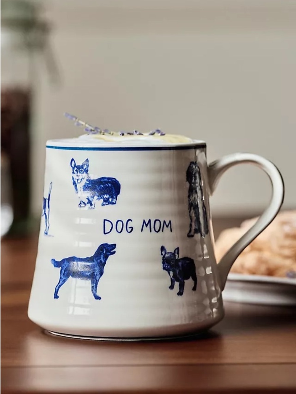 Molly Hatch Dog Mom Ceramic Mug - Blue Dog Print